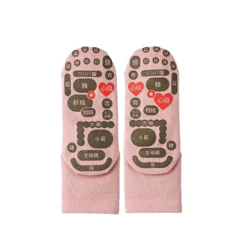 【TSUBOレシピPLUS 33030 ピンク】 両面足つぼソックス 先丸タイプ靴下 22cm-25cm